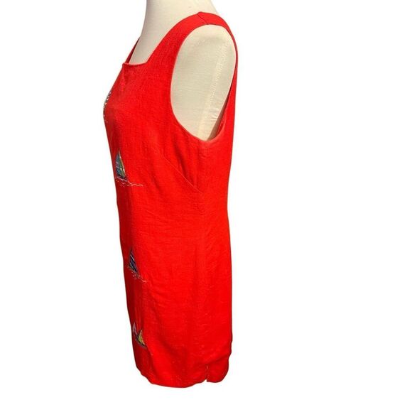 Ultra Dress New York Vintage 80’s/90’s Red Linen Fully Lined Sleeveless Nautical - Picture 6 of 15